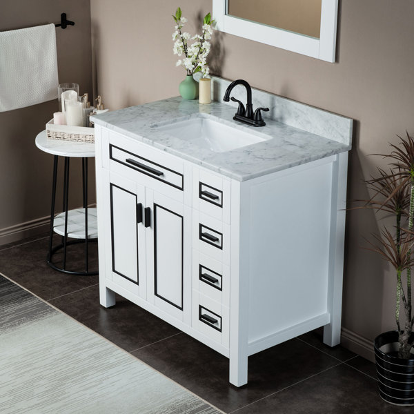 WoodBridge 37'' Single Bathroom Vanity with Marble Top | Wayfair